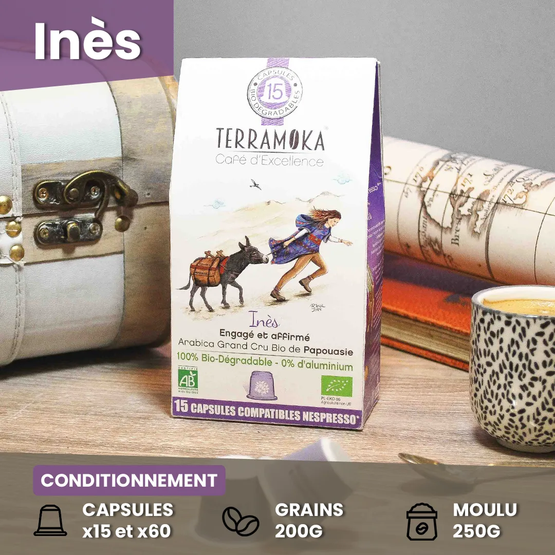 Terramoka « Inès » – Café Bio en Capsule, Grain & Moulu