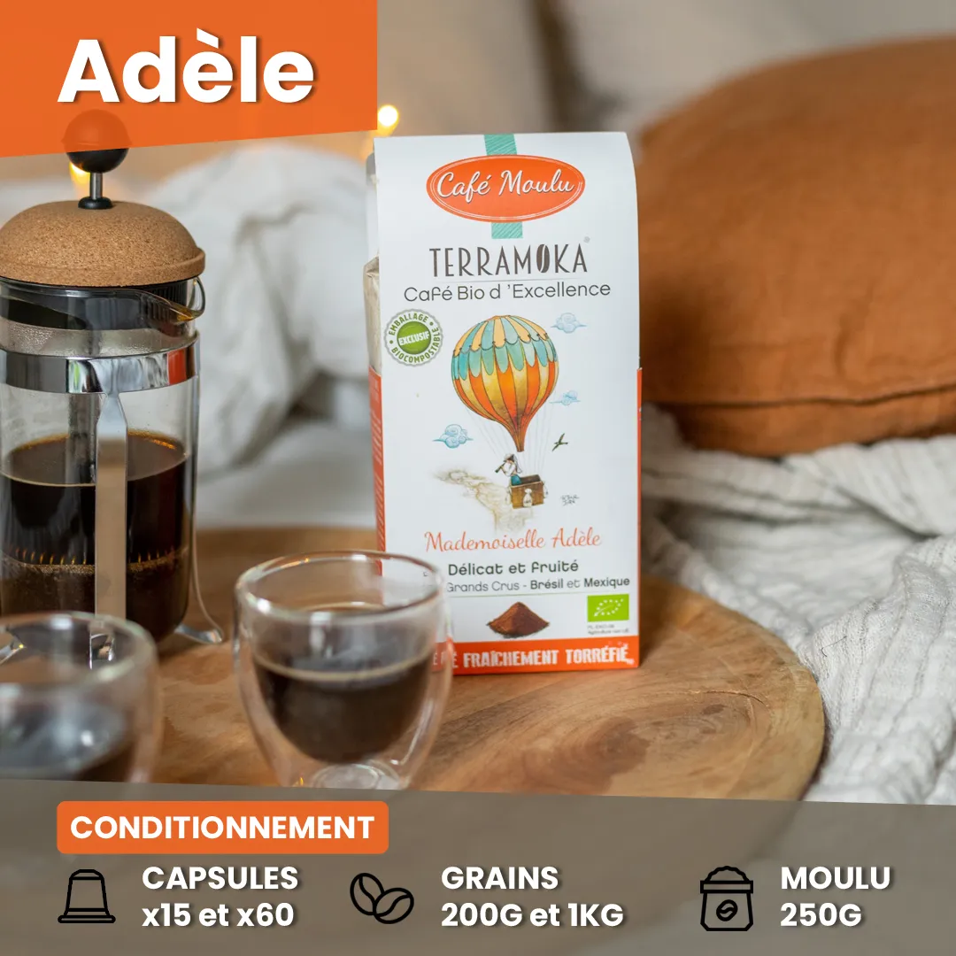 Terramoka « Adèle » – Café Bio en Capsule, Grain & Moulu