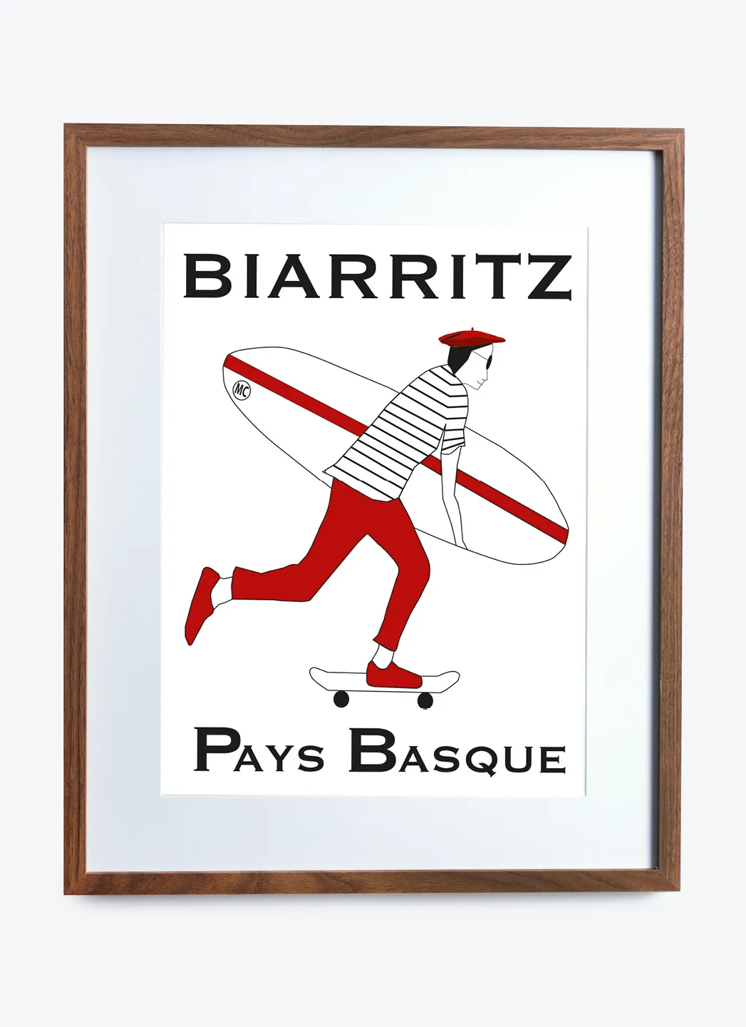 Affiche Encadrée Skateur (Pays Basque)