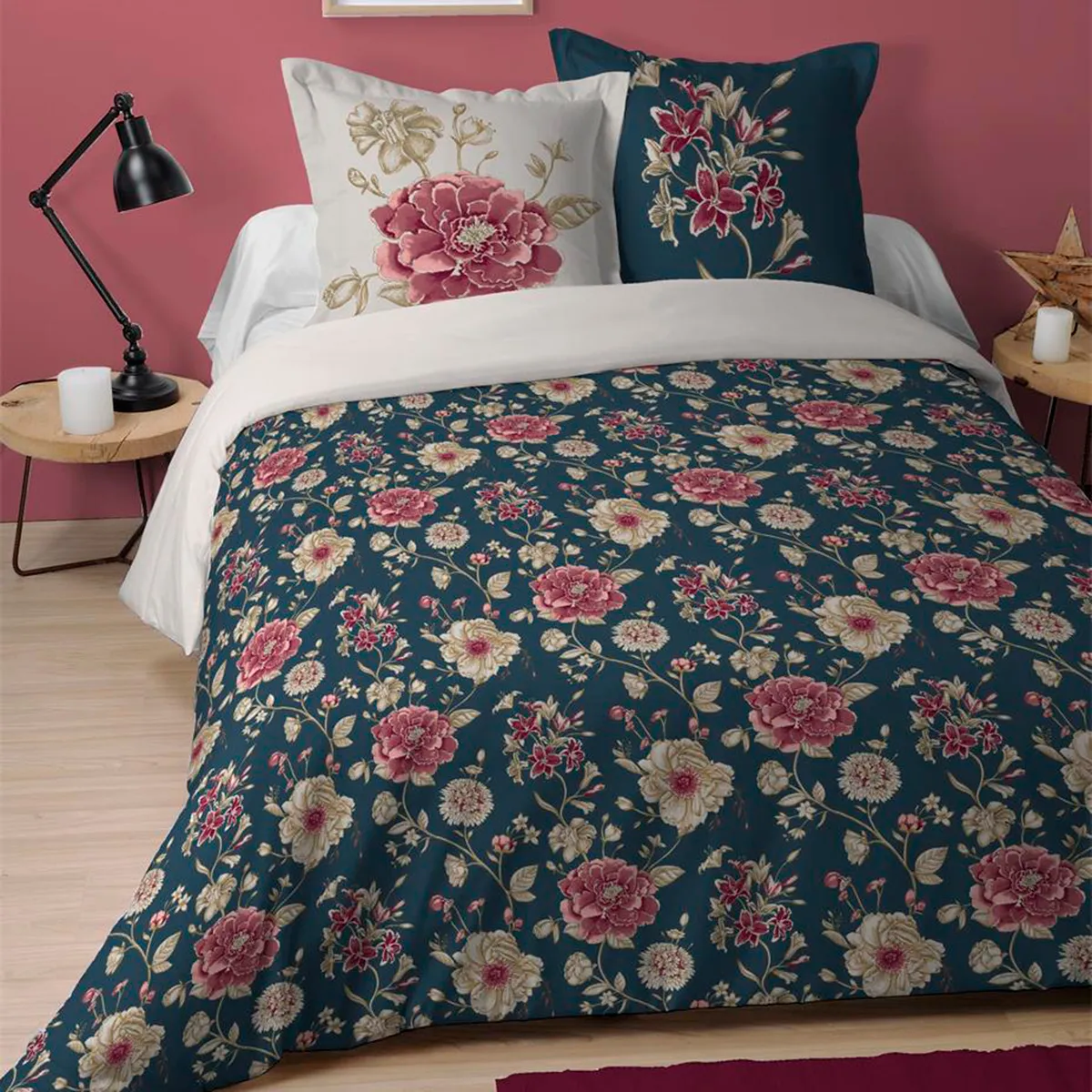 FLORE BLEU housse de couette 220×240