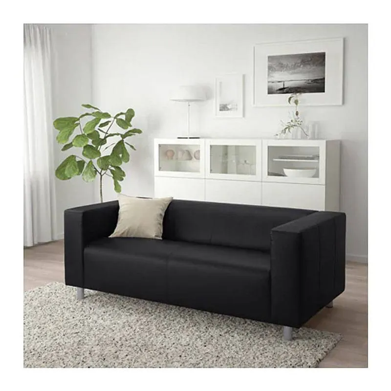 Canapé 2 places cuir noir – Image 3