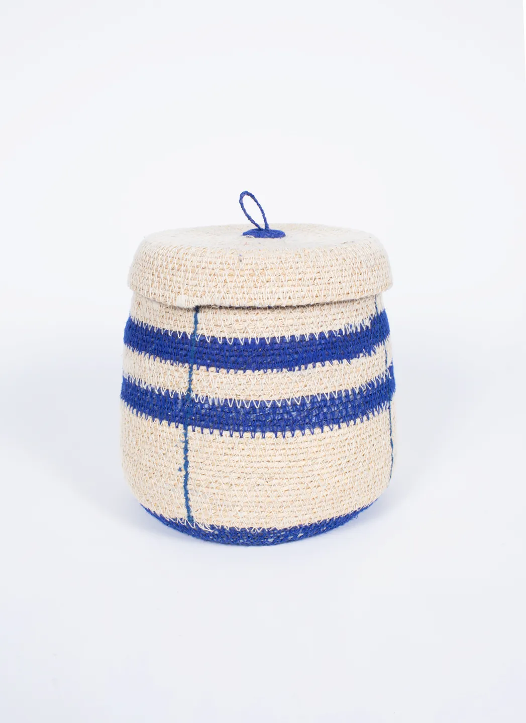 Colores Panier Jute Couvercle Bleu
