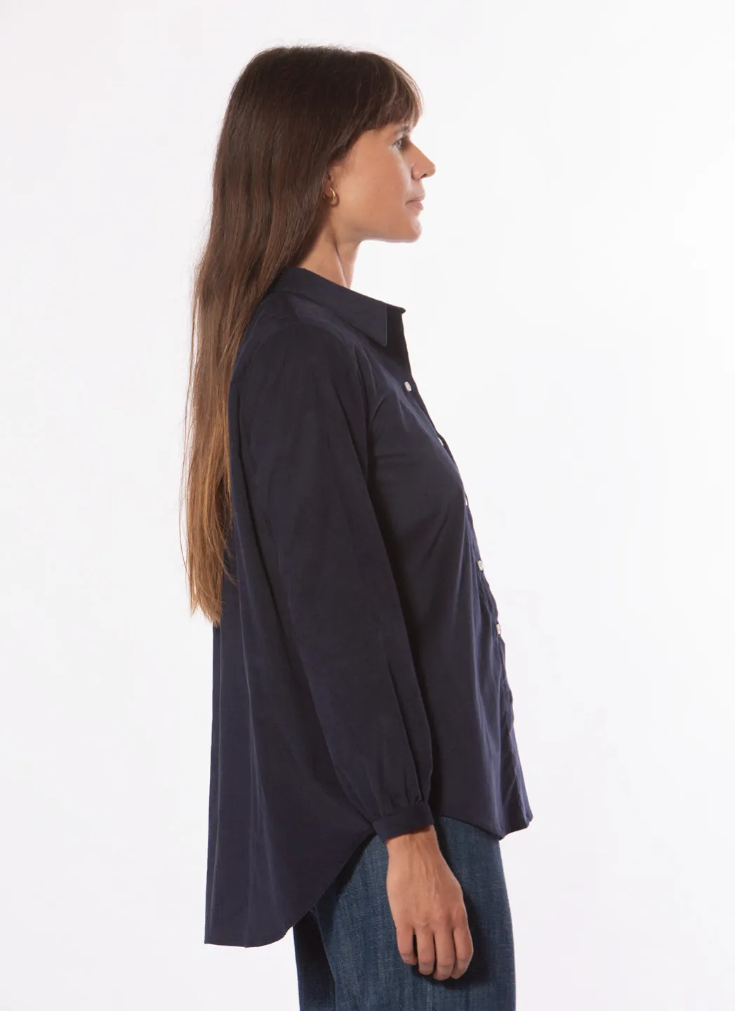 Magasin Central Chemise Géraldine Velours Côtelé Bleu Marine – Image 2