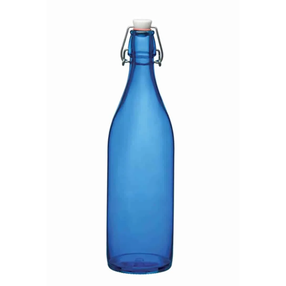 bouteille bleu en verre personnalise
