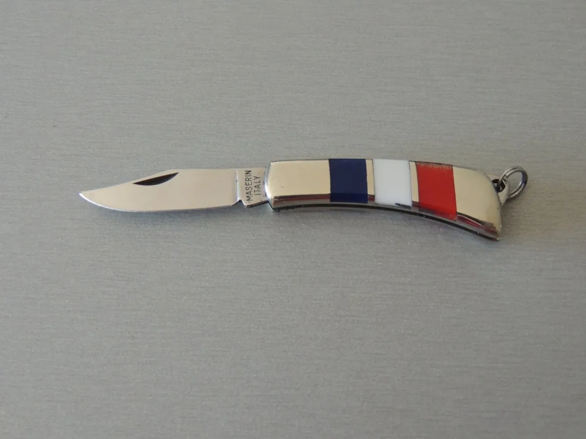 Bijoux couteau miniature Bleu Blanc Rouge
