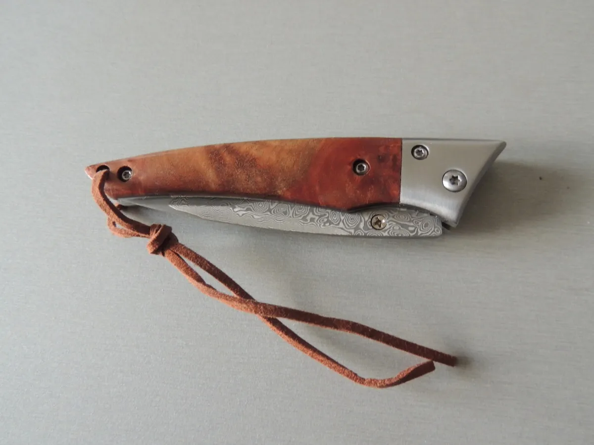 Couteau Herbertz 53001, lame damas inox, manche bois de racine – Image 2