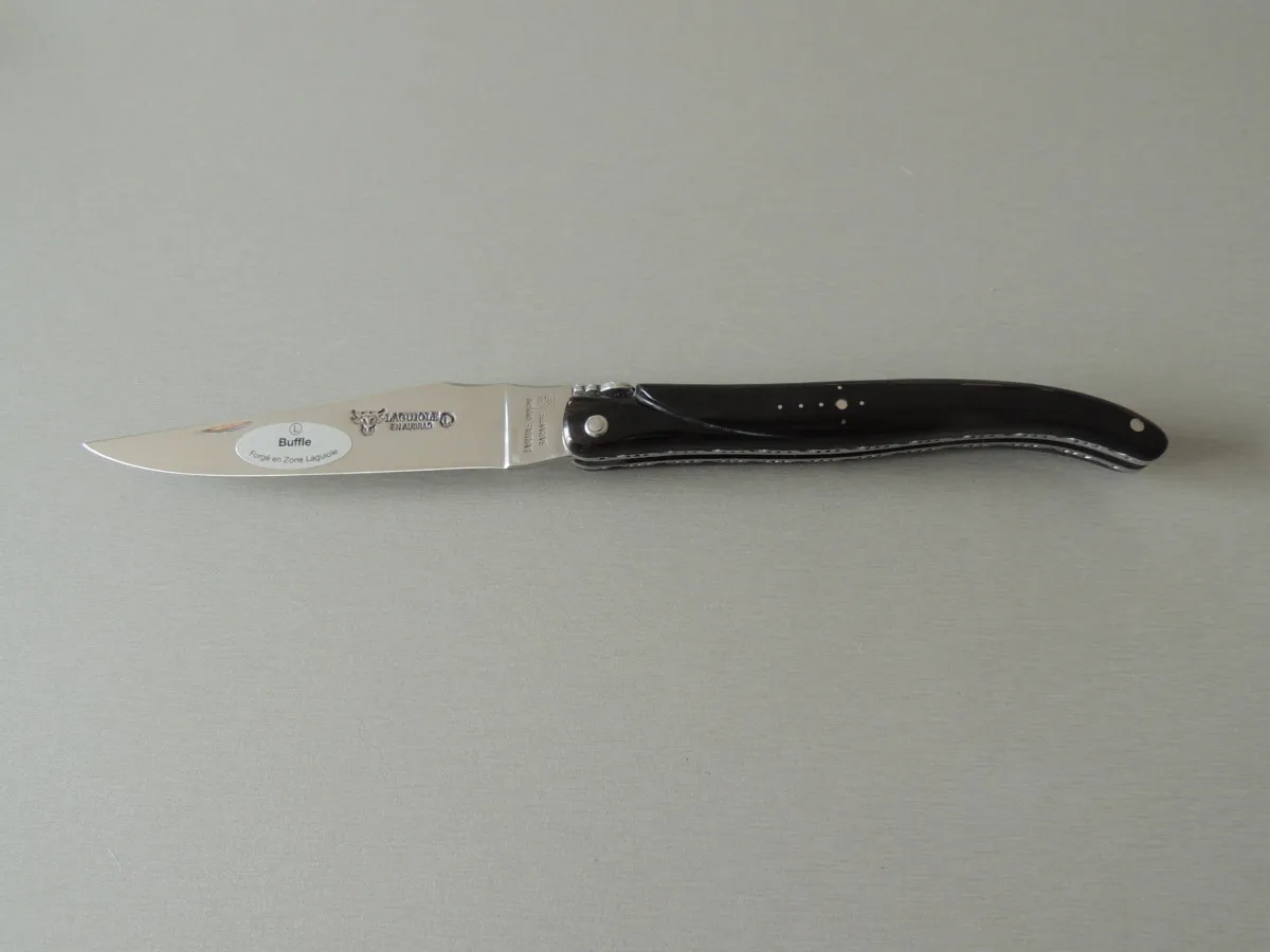 Couteaux Laguiole plein manche, double platine, 1 pièce, Buffle, 12 cm – Image 2