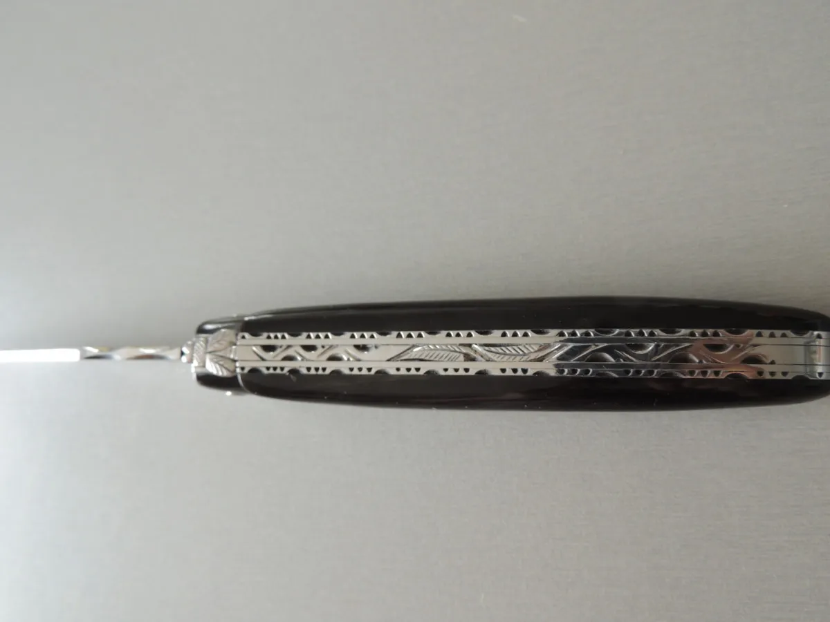 Couteaux Laguiole plein manche, double platine, 1 pièce, Buffle, 12 cm – Image 4