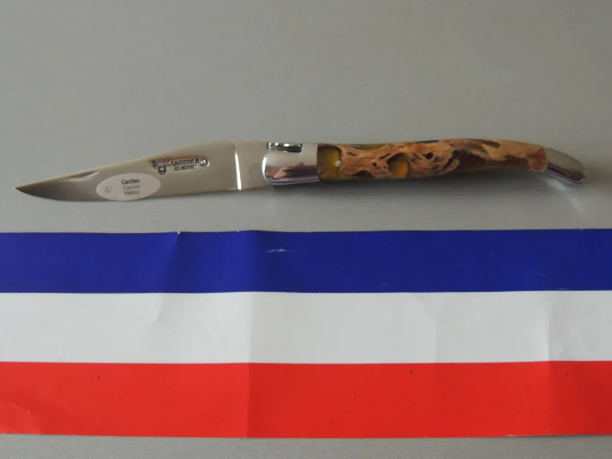 Couteaux Laguiole double platine 1 pièce, Cactus et Ambre, 12 cm