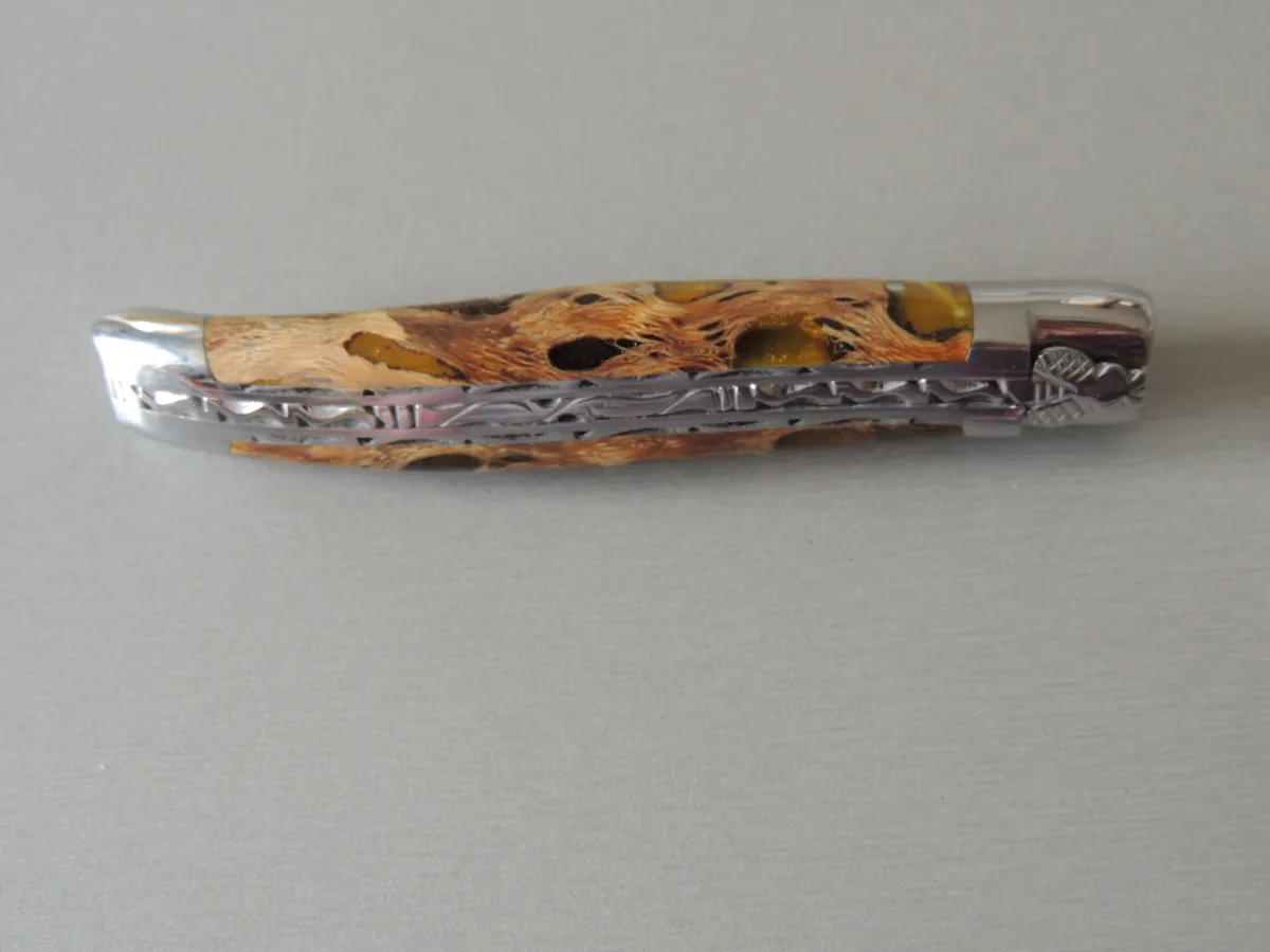 Couteaux Laguiole double platine 1 pièce, Cactus et Ambre, 12 cm – Image 2