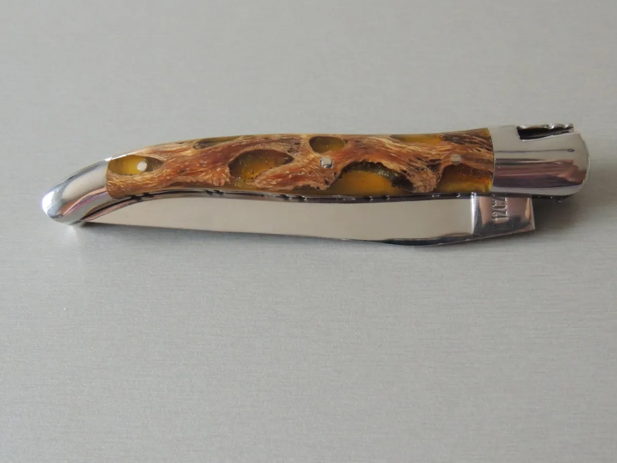 Couteaux Laguiole double platine 1 pièce, Cactus et Ambre, 12 cm – Image 4