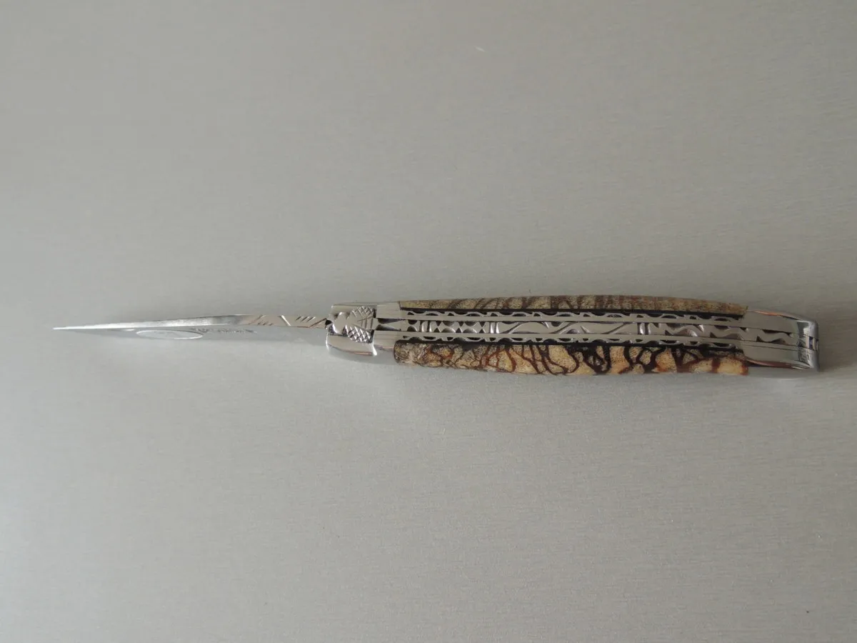 Couteaux Laguiole double platine 1 pièce, Corail tigré, 12 cm – Image 2