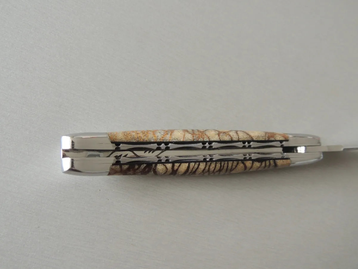 Couteaux Laguiole double platine 1 pièce, Corail tigré, 12 cm – Image 3