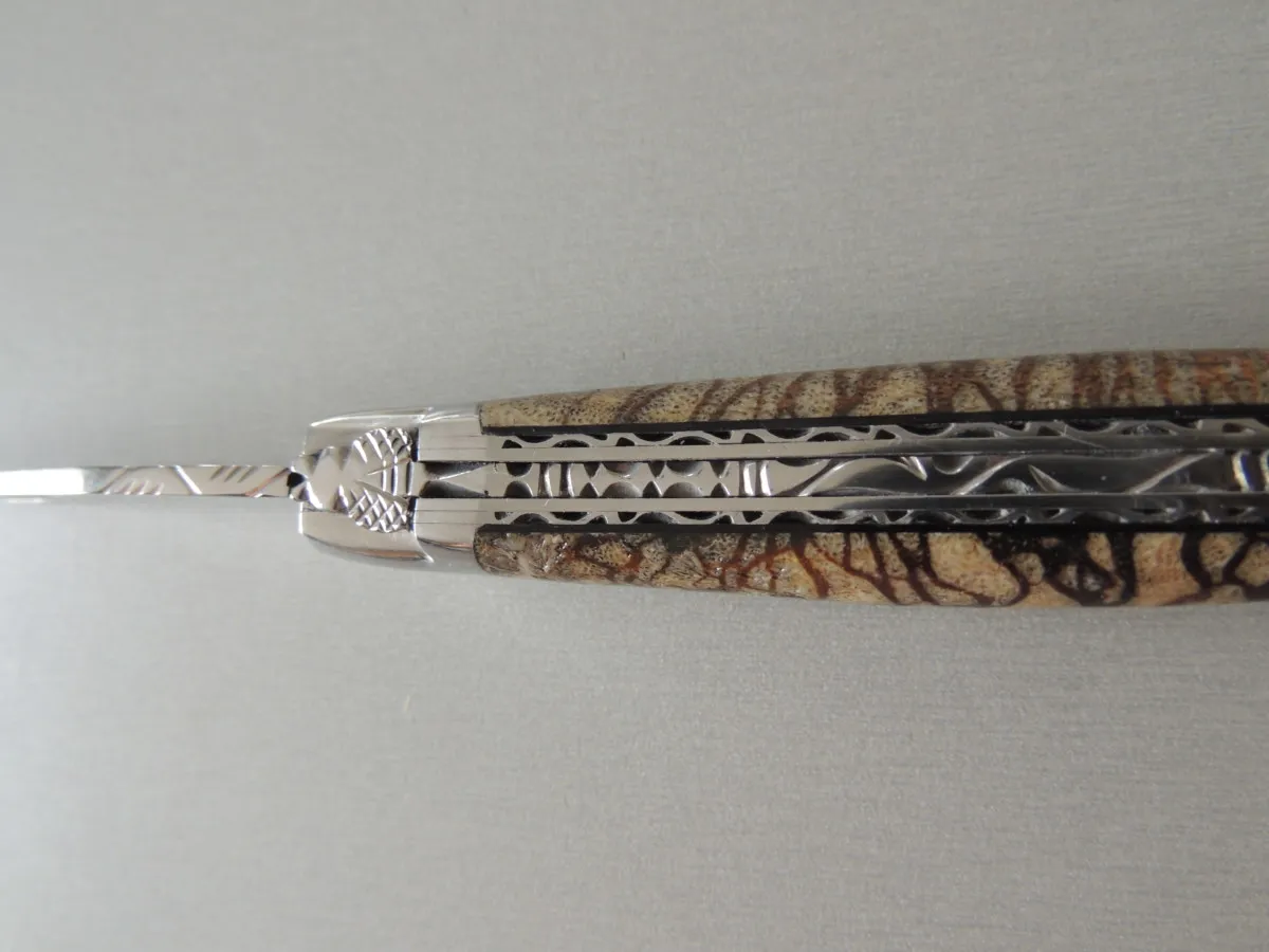 Couteaux Laguiole double platine 1 pièce, Corail tigré, 12 cm – Image 4