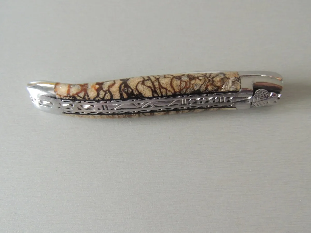 Couteaux Laguiole double platine 1 pièce, Corail tigré, 12 cm – Image 5