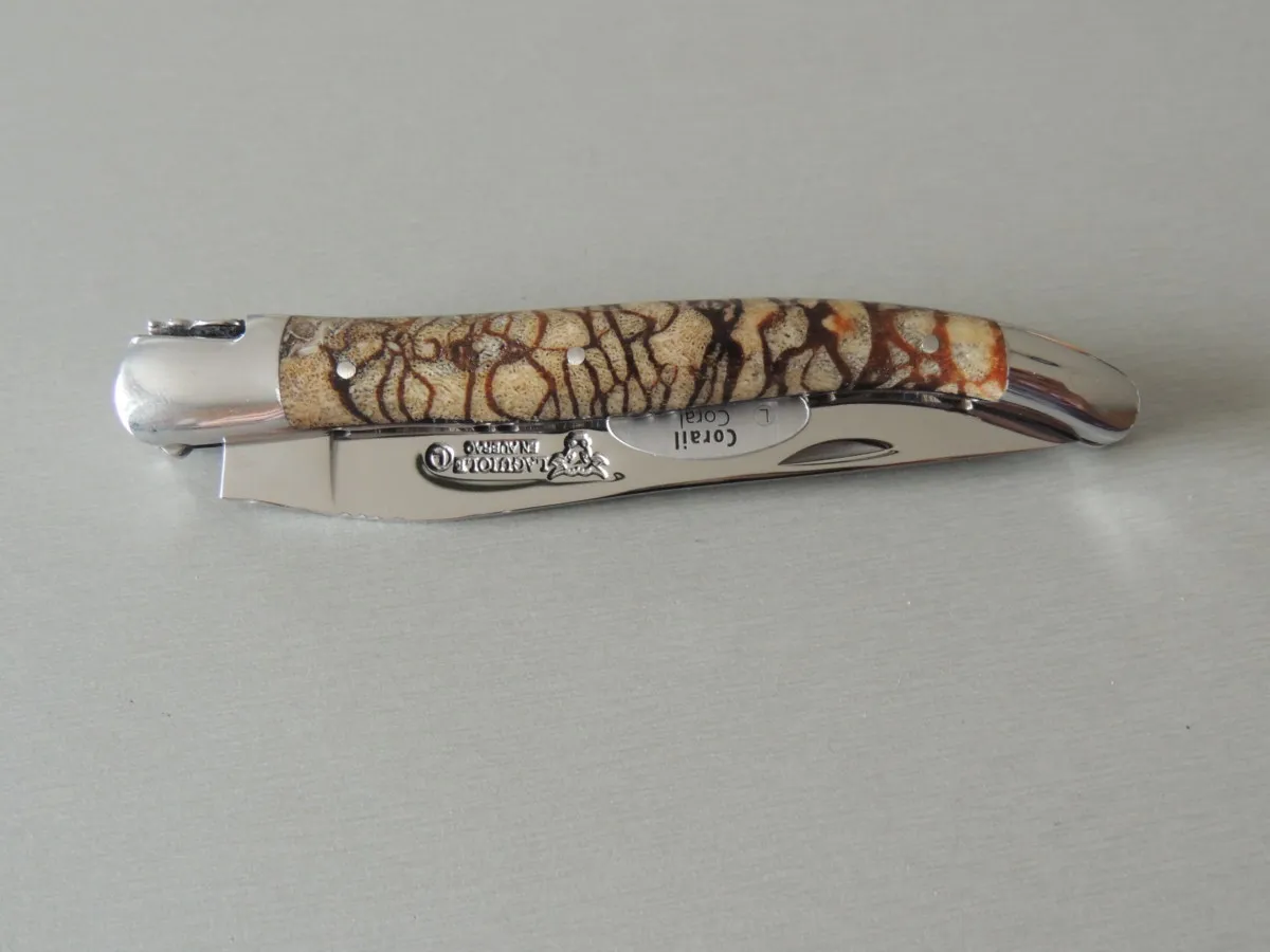 Couteaux Laguiole double platine 1 pièce, Corail tigré, 12 cm – Image 6