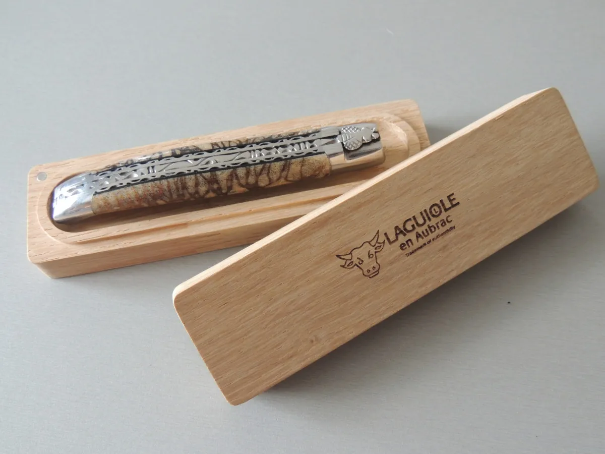 Couteaux Laguiole double platine 1 pièce, Corail tigré, 12 cm – Image 8