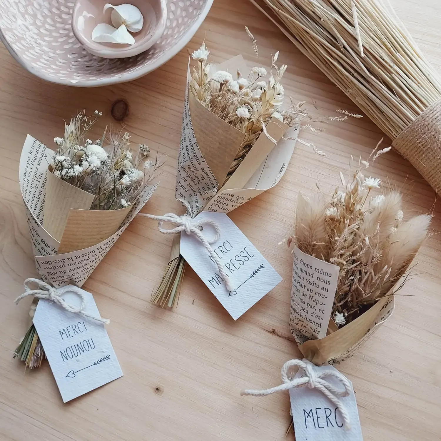 Petit bouquet de fleurs séchées “Merci”