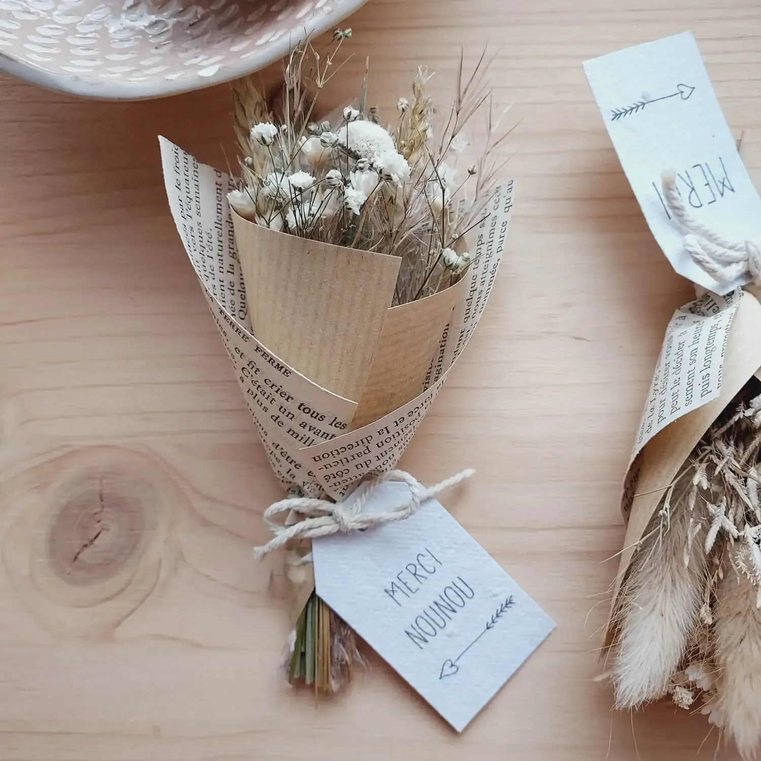 Petit bouquet de fleurs séchées “Merci” – Image 2