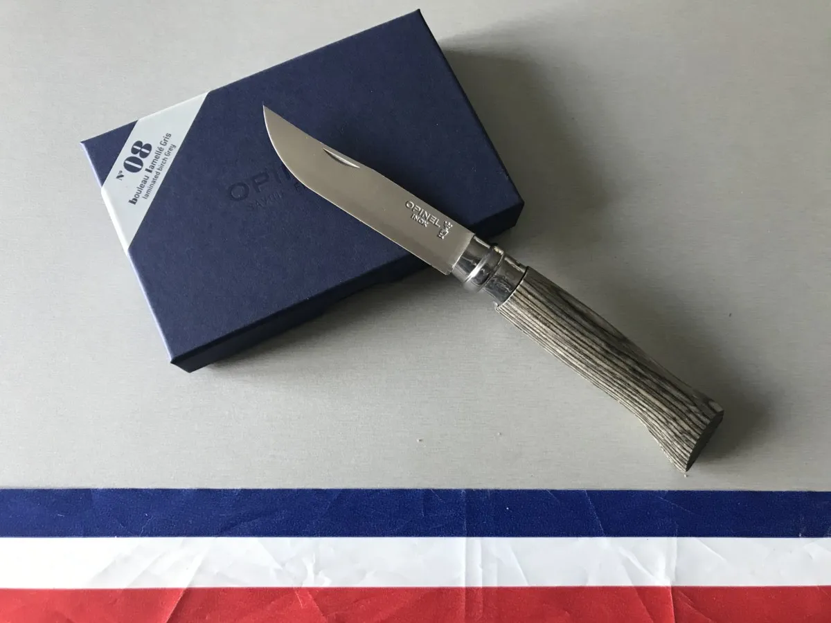 Opinel n°8 Bouleau lamellé gris