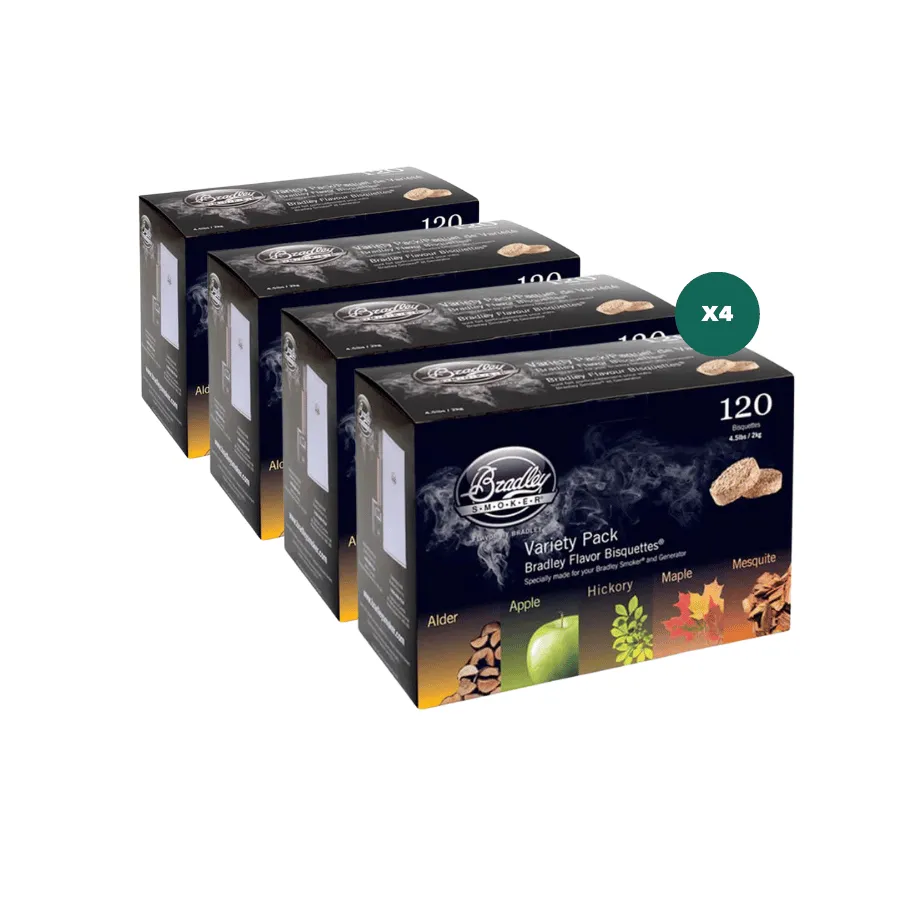 Pack 480 bisquettes 5 saveurs Bradley Smoker