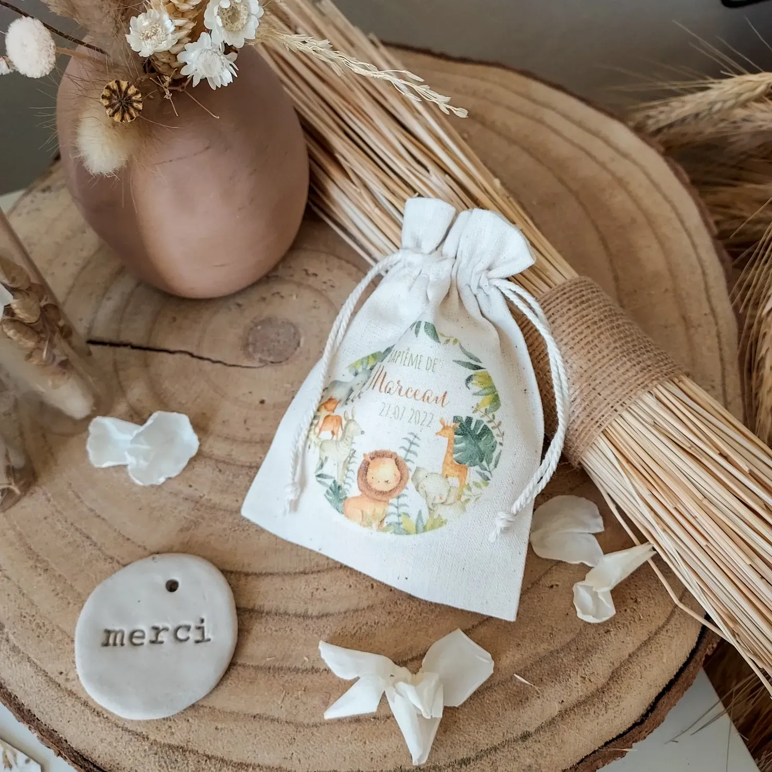 Pochon en coton à personnaliser – thème Jungle