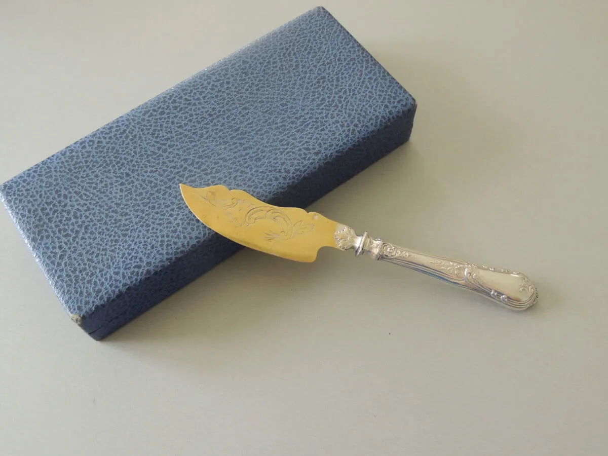 Couteau tartineur argent lame aurifiée
