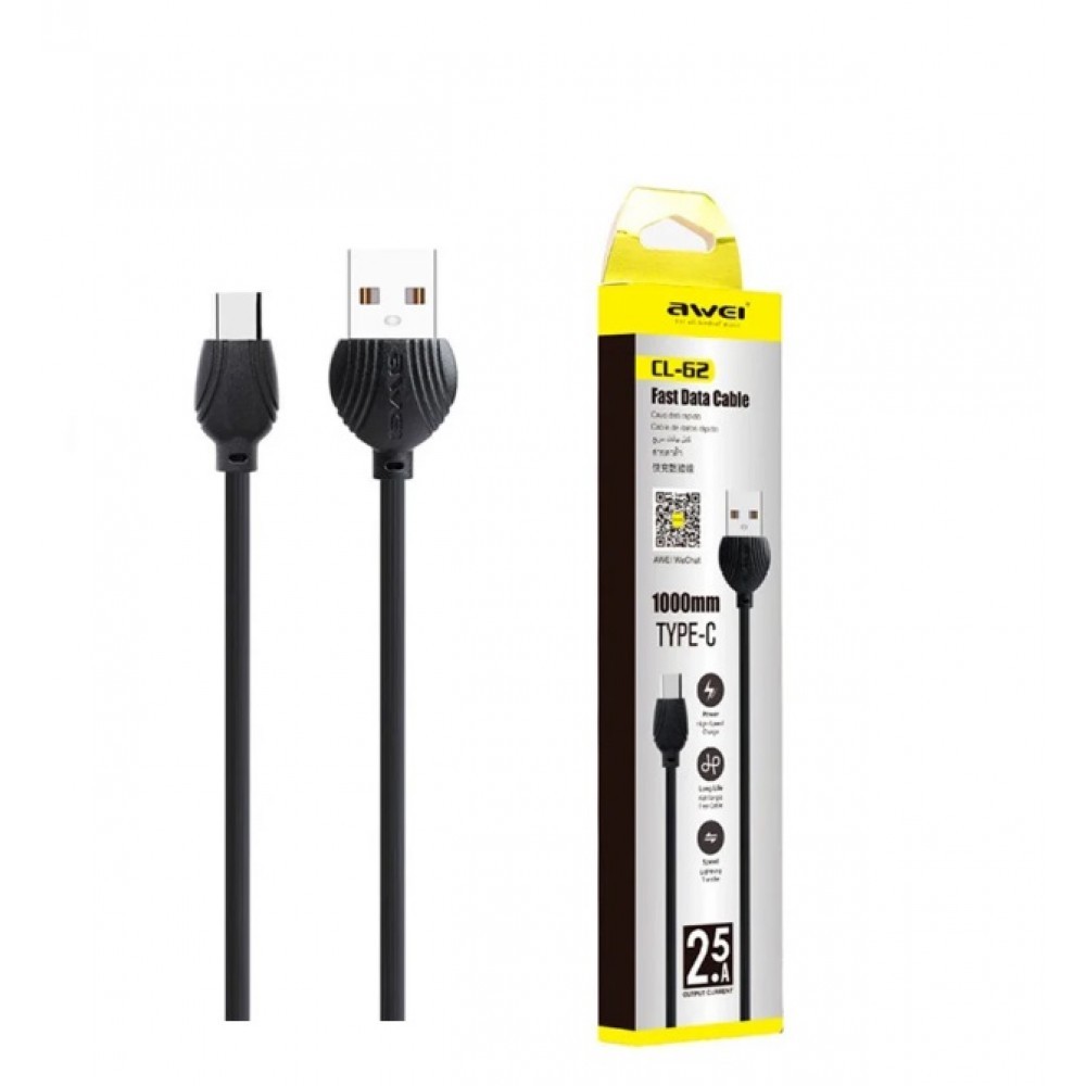 Awei Câble USB IPhone 1M 2.5A CL-63 Noir