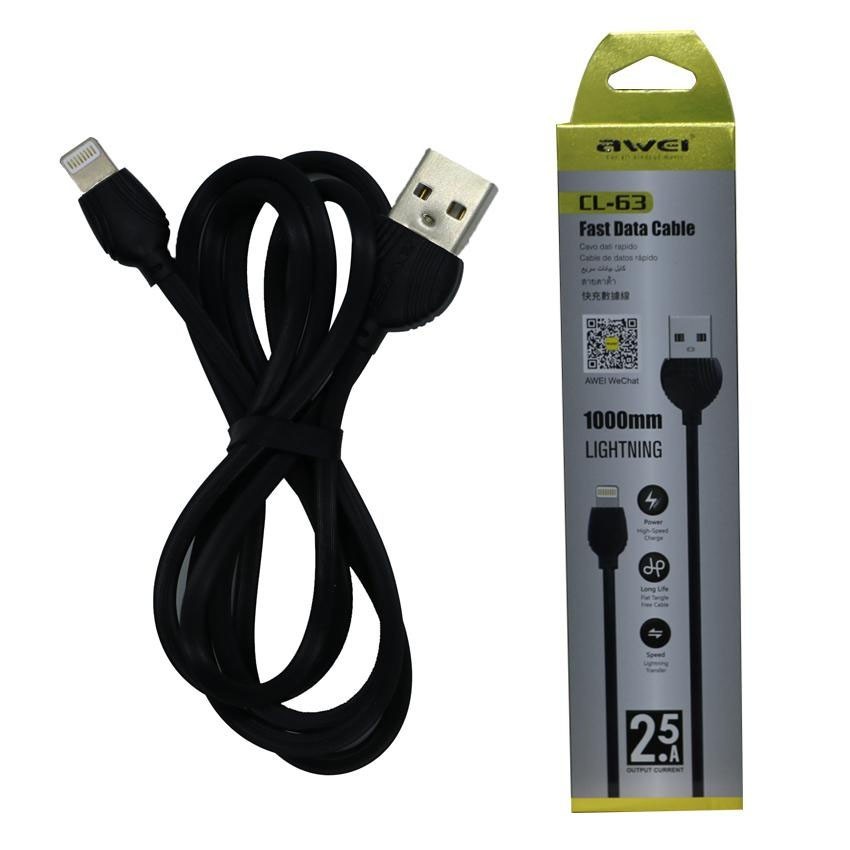 Awei Câble USB IPhone 1M 2.5A CL-63 Noir – Image 2