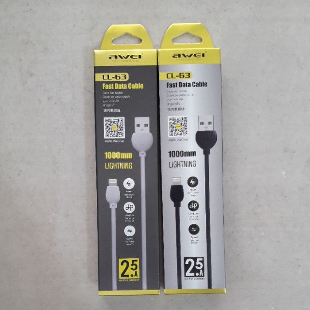 Awei Câble USB IPhone 1M 2.5A CL-63 Noir – Image 4