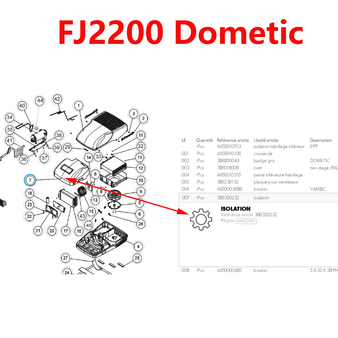 Dometic isolant intérieur des climatisations Freshjet : FJ1700 et FJ2200 pour les climatisations de toit Dometic – Image 3