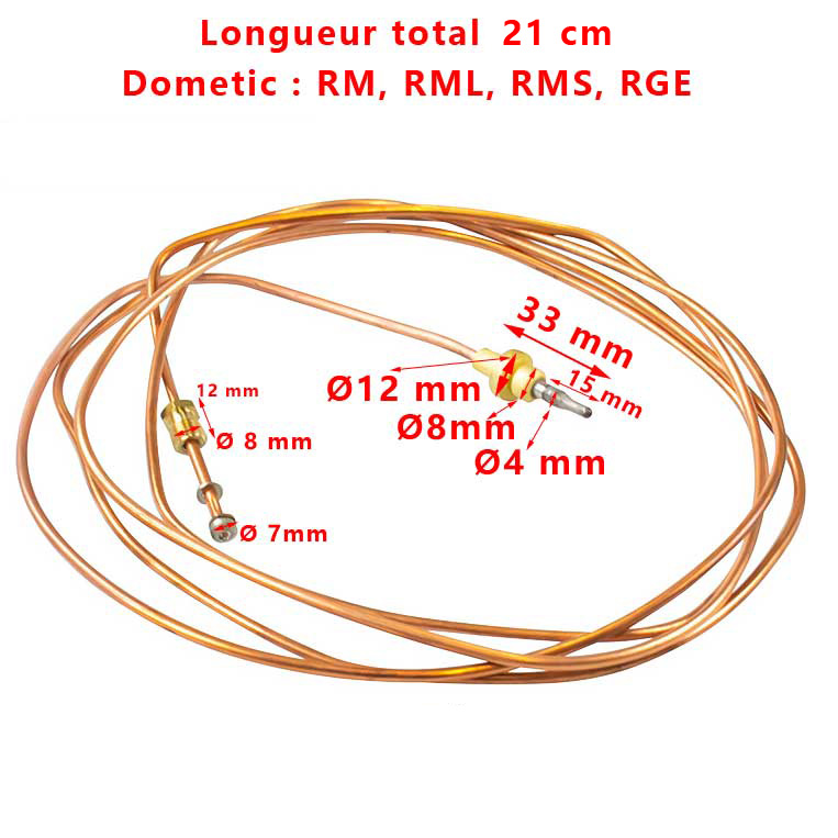 Thermocouple complet CBS1 pour RM5310, RM5330, RM5380, RM5380, RML8230, RML9430, RMS8500, RGE2100, RGE3000, RML8230, RML9430, RMS8400, RMS8500, RMSL8500 Dometic