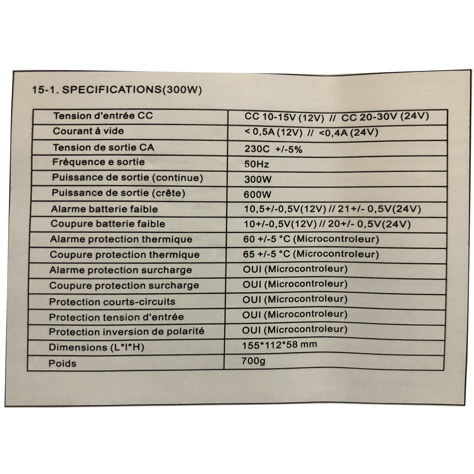 Convertisseur de tension 12V ou 24 V en 230 V max 300 W avec sortie USB – Image 6