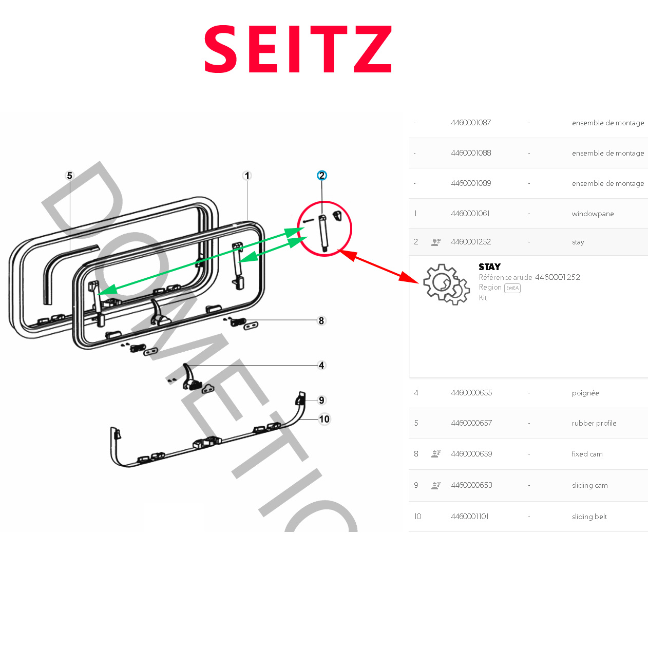 Paire de compas, ou vérins sans poignée pour les baies S7Z de SEITZ ayant une hauteur de 50 et 51 cm – Image 2