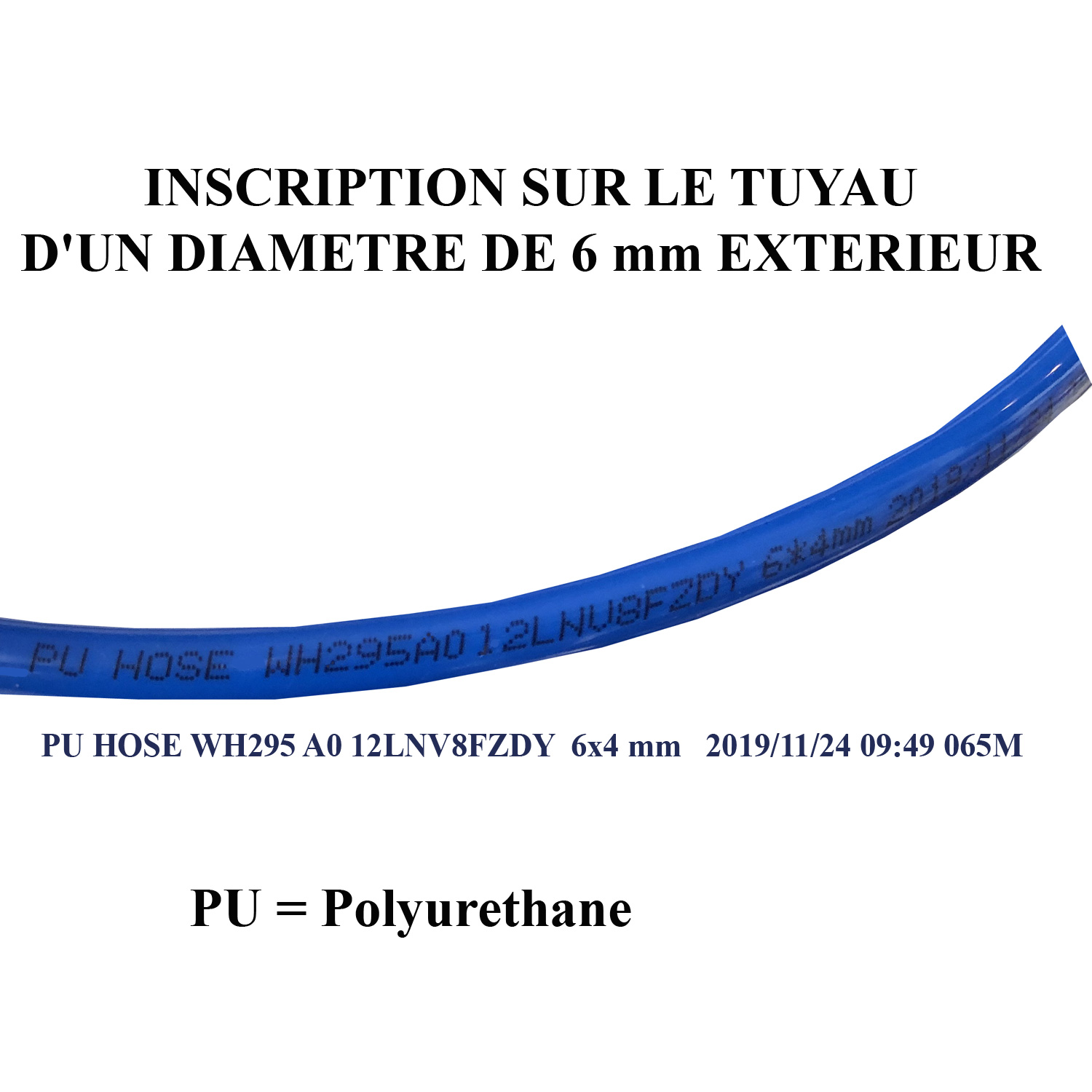 Tuyau d’alimentation d’air pneumatique au mètre, Bleu de diamètre extérieur : 6 mm – Image 8