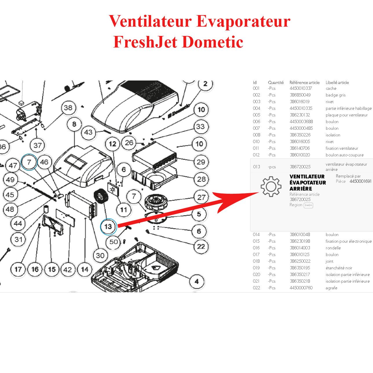 Dometic ventilateur evaporateur arriere pour Freshjet 1100 et Freshjet 1700, FJ1100, FJ1700 de Dometic – Image 5