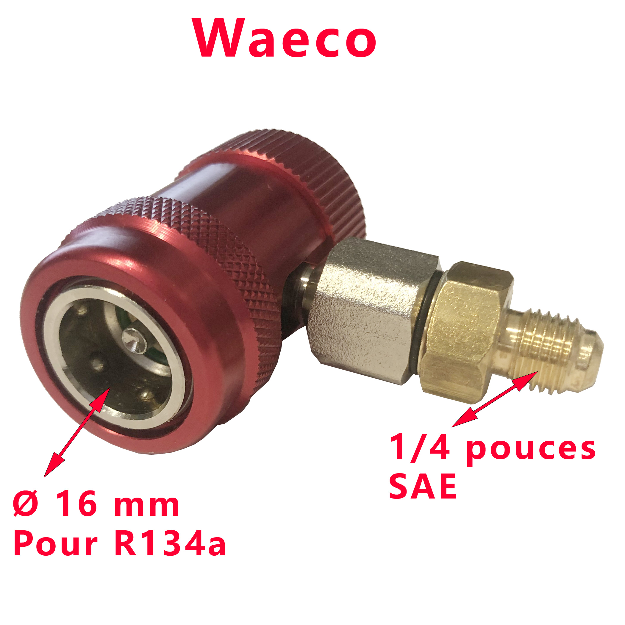 Raccord HP, quick coupler ou vanne pour station de charge du R134a avec embout 1/4” SAE par Waeco – Image 3