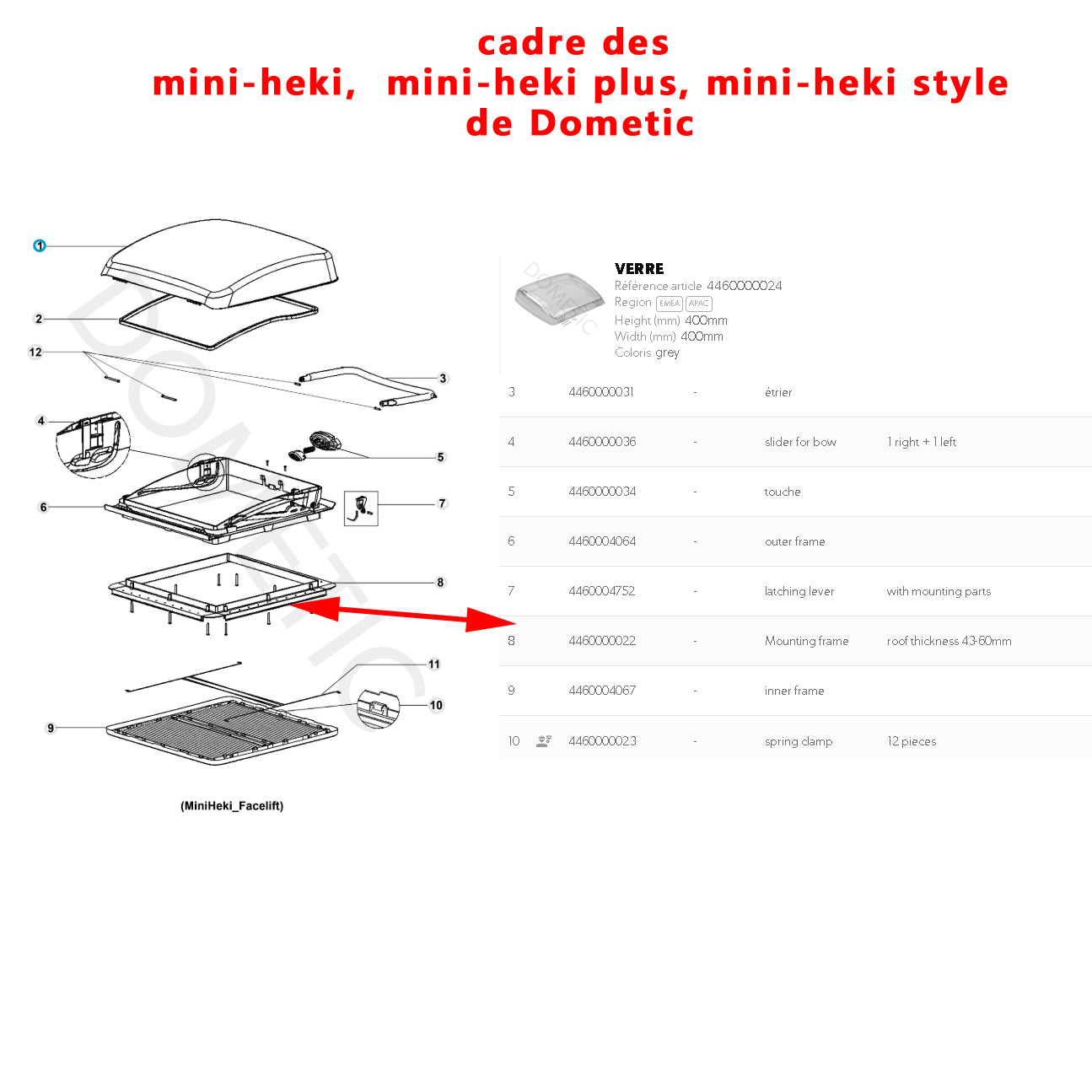Cadre de fixation du lanterneau mini-heki, mini-heki plus, mini-heki style pour une épaisseur du toit 43-60 mm par Dometic – Image 3