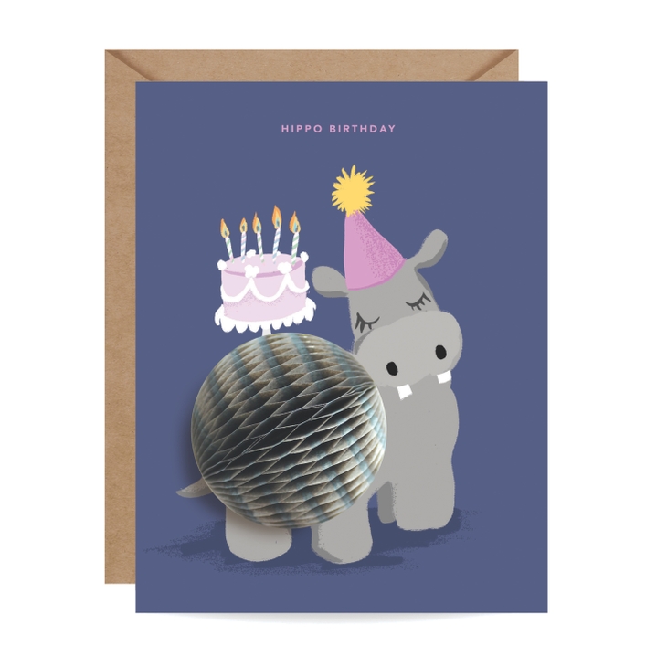 Carte Pop Up Anniversaire Hippopotame