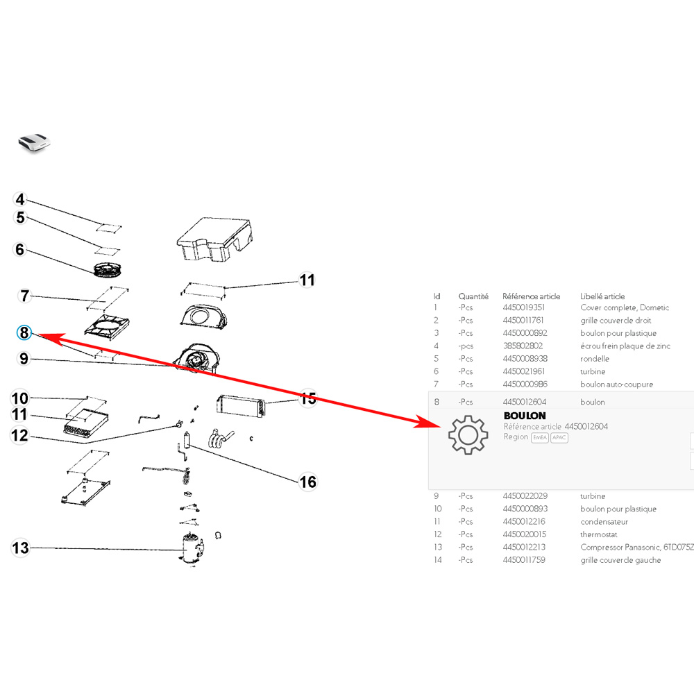 dometic RTX1000, RTX2000, un Boulon du ventilateur condensateur – Image 4