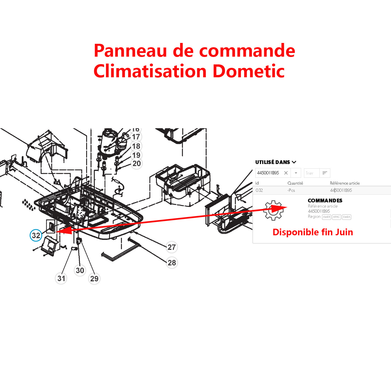 Panneau de commande des climatisations 651815CXX1, 651816CXX1, H541816AXX1 Dometic – PIECES DISPONIBLE NOVEMBRE 2024
