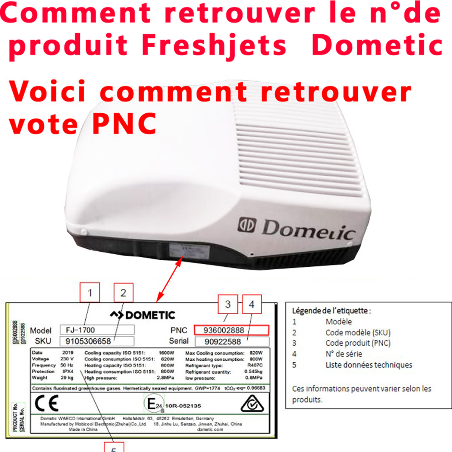 Dometic isolant intérieur des climatisations Freshjet : FJ1700 et FJ2200 pour les climatisations de toit Dometic – Image 4