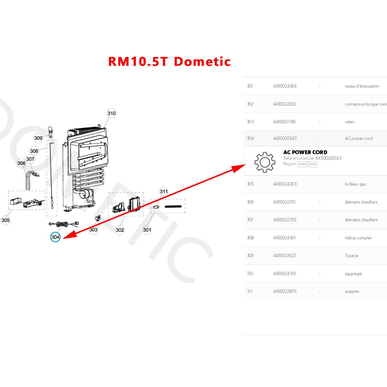Câble alimentation 220V prise Wago branché sur l’électronique de puissance PR-657-MAIN-PCB-AS-A des réfrigérateurs RM10.5, RMS10.5, TBD à absorption par Dometic – Image 2