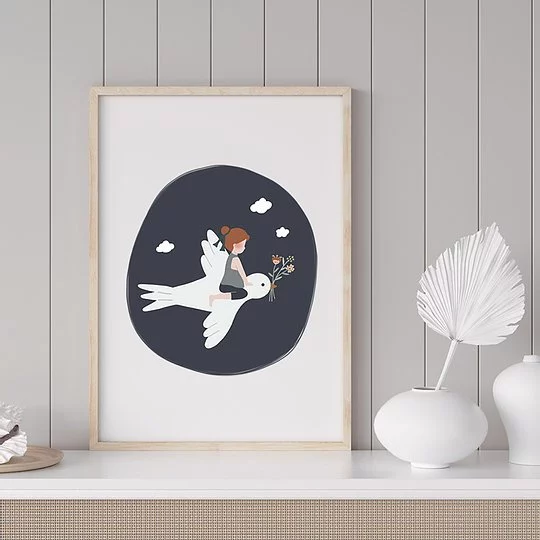 Affiche A4 L’enfant et l’hirondelle Atelier Oranger