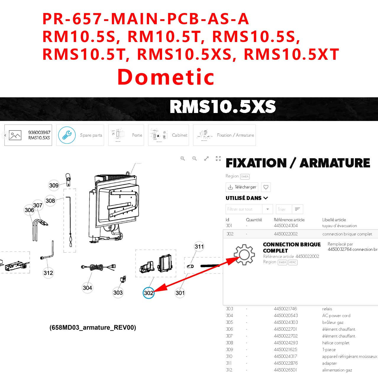 Electronique de puissance, ou connection brique complet PR-657-MAIN-PCB-AS-A RM10.5S, RM10.5T, RMS10.5S, RMS10.5T, RMS10.5XS, RMS10.5XT Dometic – Image 5