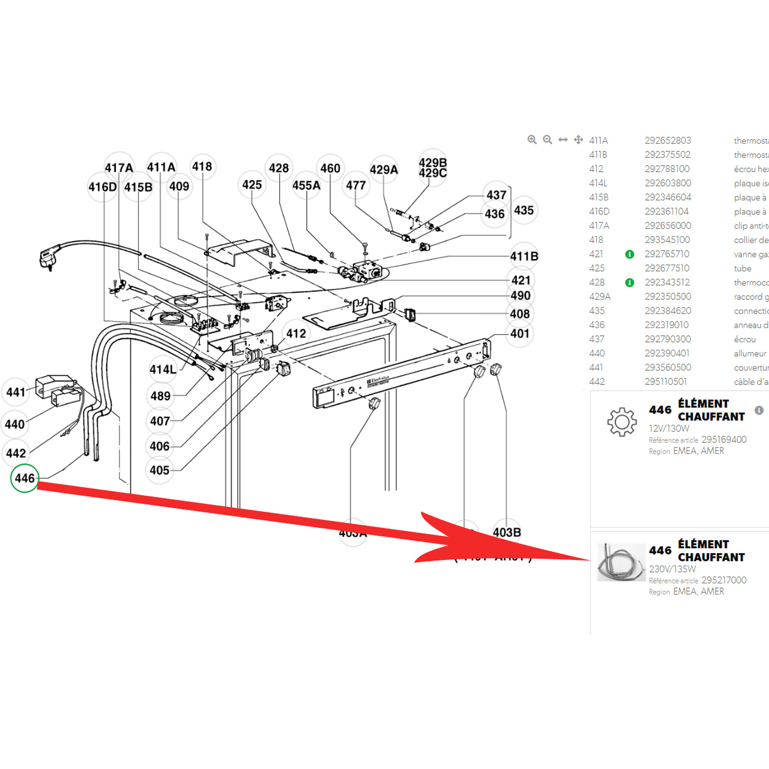 Dometic résistance 2890815-72 agregat 12V/ 130W des modèles RM44XX, RM54XX, RM63XX, RM64XX, RM73XX, RM74XX, RM75XX, RM84XX, RM85XX, RM8401, RMV5305 par Dometic – Image 2