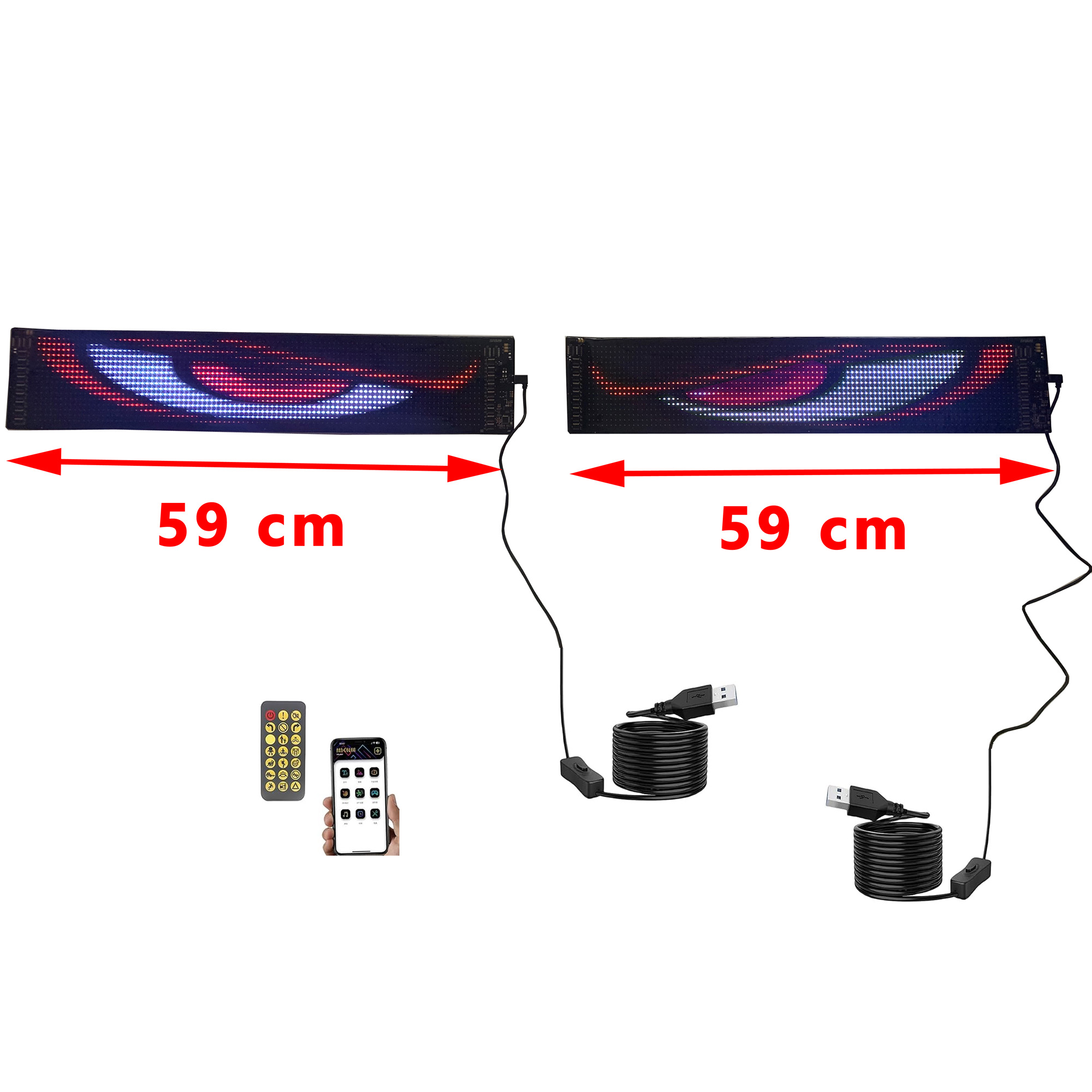 2 afficheurs défilant avec animations yeux: 68 cm X 2 fonctionne uniquement sur prise USB – Image 2