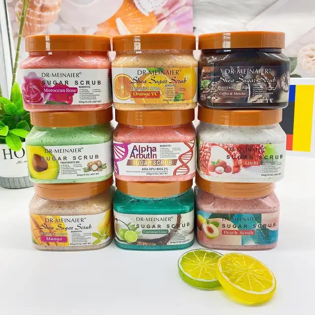 Gommage de visage et corps 650g variété orage ,charbon, papaye,kojic