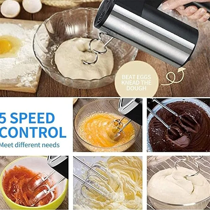 Batteuse Électrique Fouet et crochet à 5 vitesses en acier inoxydable – Image 4