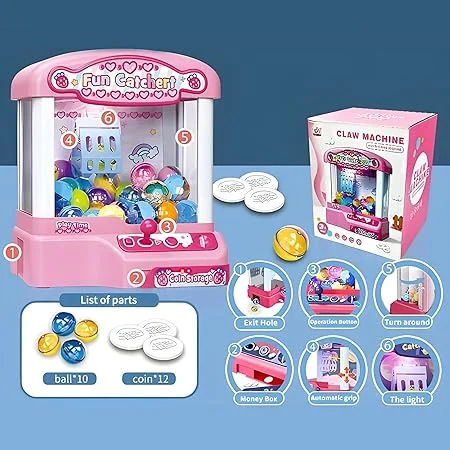 Attrape-Boules RAINBOW RIDERS en plastique amusant pour garçons et filles de 3 ans et plus avec rangement pour pièces, jouet lumineux et sonore, machine à griffes électrique, jeu amusant de musique légère – Image 4